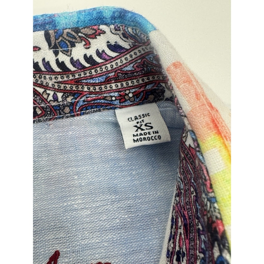 NWT Robert Graham CALDWELLS Linen Cotton Blend Watercolor Button Shirt XS $198 - Picture 5 of 13